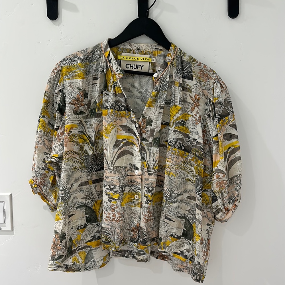 LA DOLCE VITA | printed peasant top